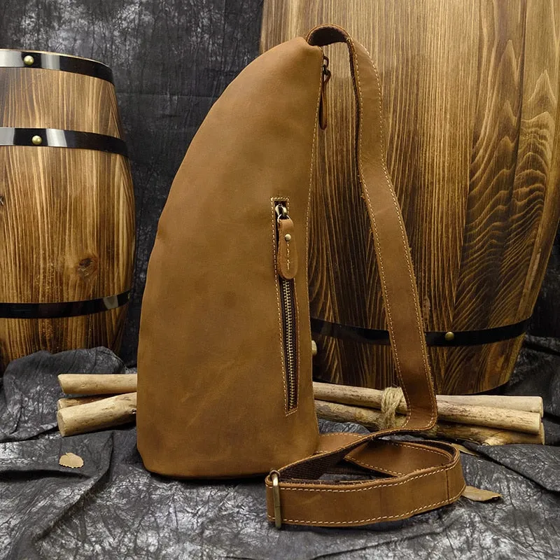 Maverick Leather Single Strap Pack Crossbody Bag Trek Sling Bag - Brown