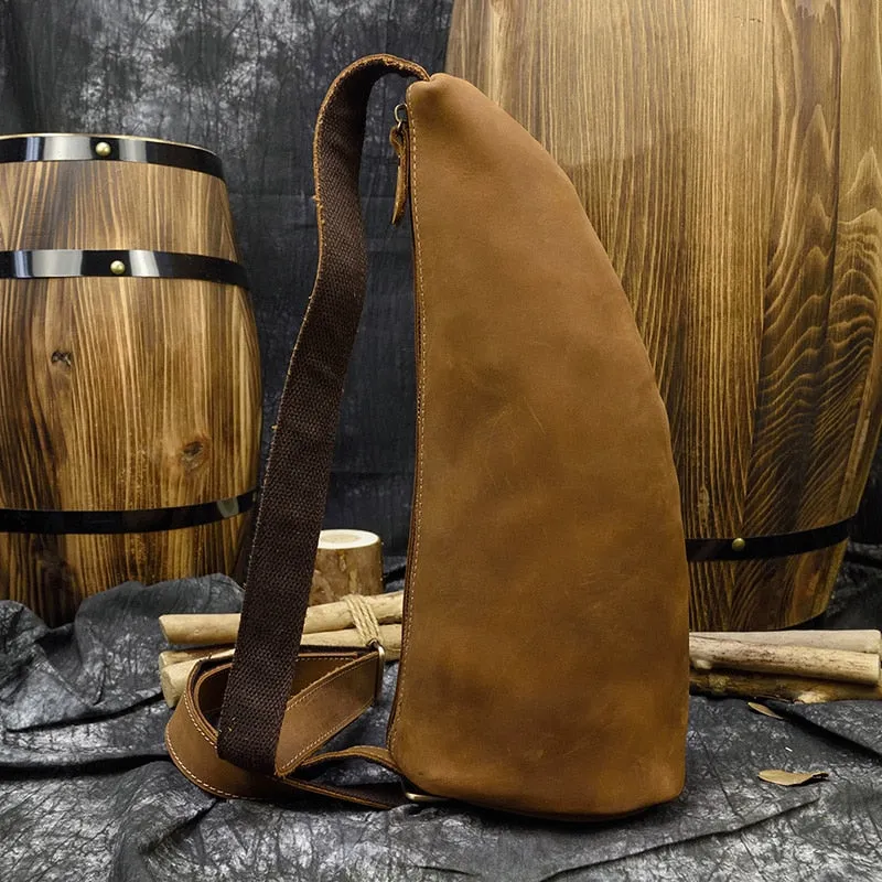 Maverick Leather Single Strap Pack Crossbody Bag Trek Sling Bag - Brown
