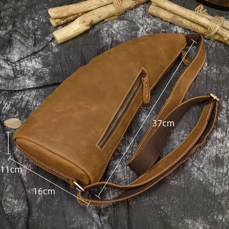 Maverick Leather Single Strap Pack Crossbody Bag Trek Sling Bag - Brown