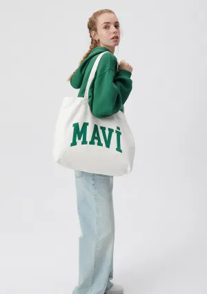 Mavi Logo Printed White Shopper Bag