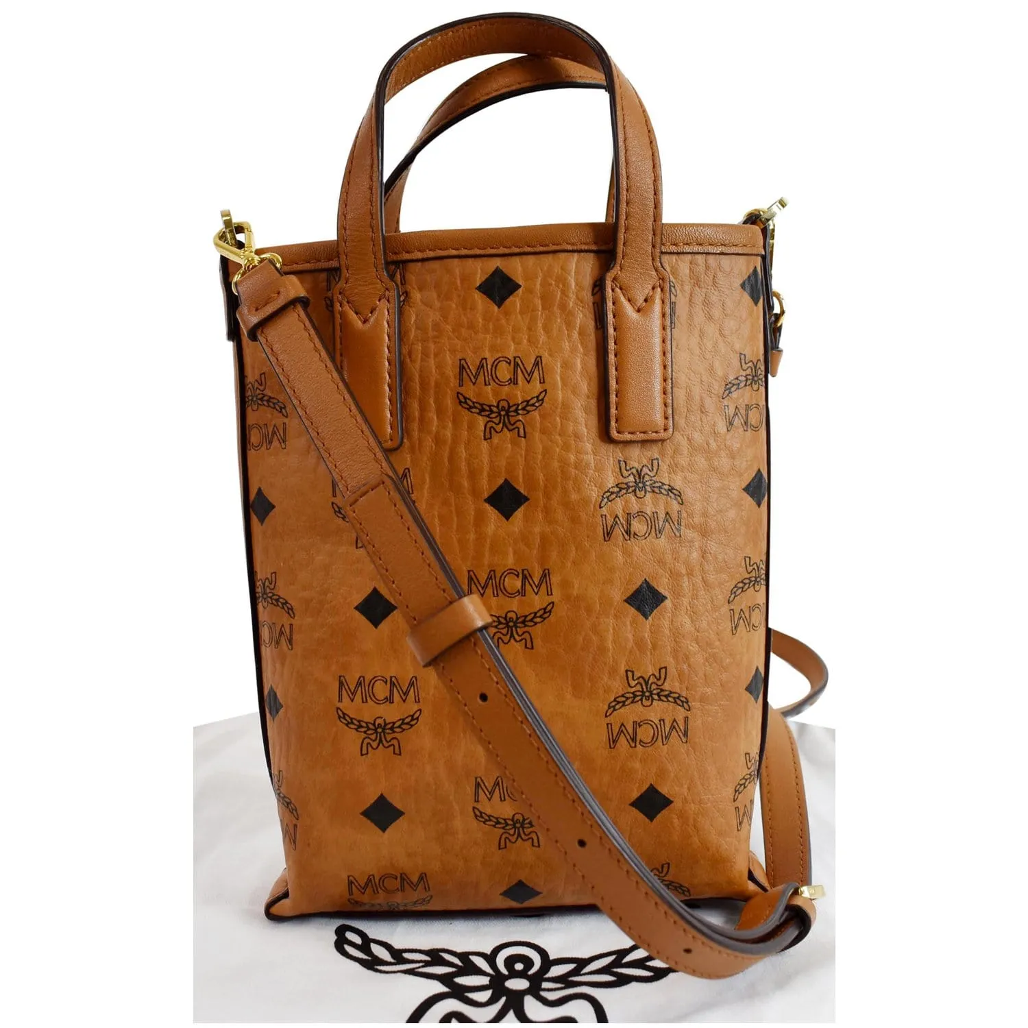 MCM Mini Essential Visetos Crossbody Bag Cognac