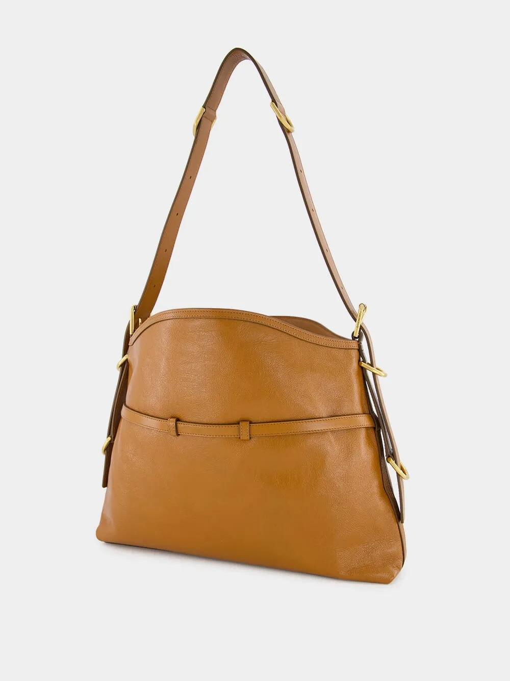 Medium Voyou Tan Leather Shoulder Bag