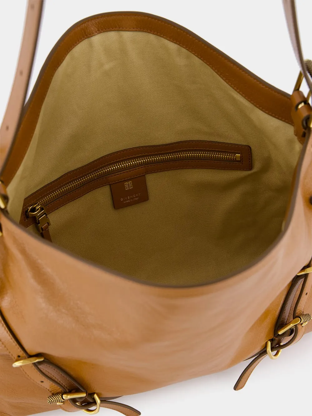 Medium Voyou Tan Leather Shoulder Bag