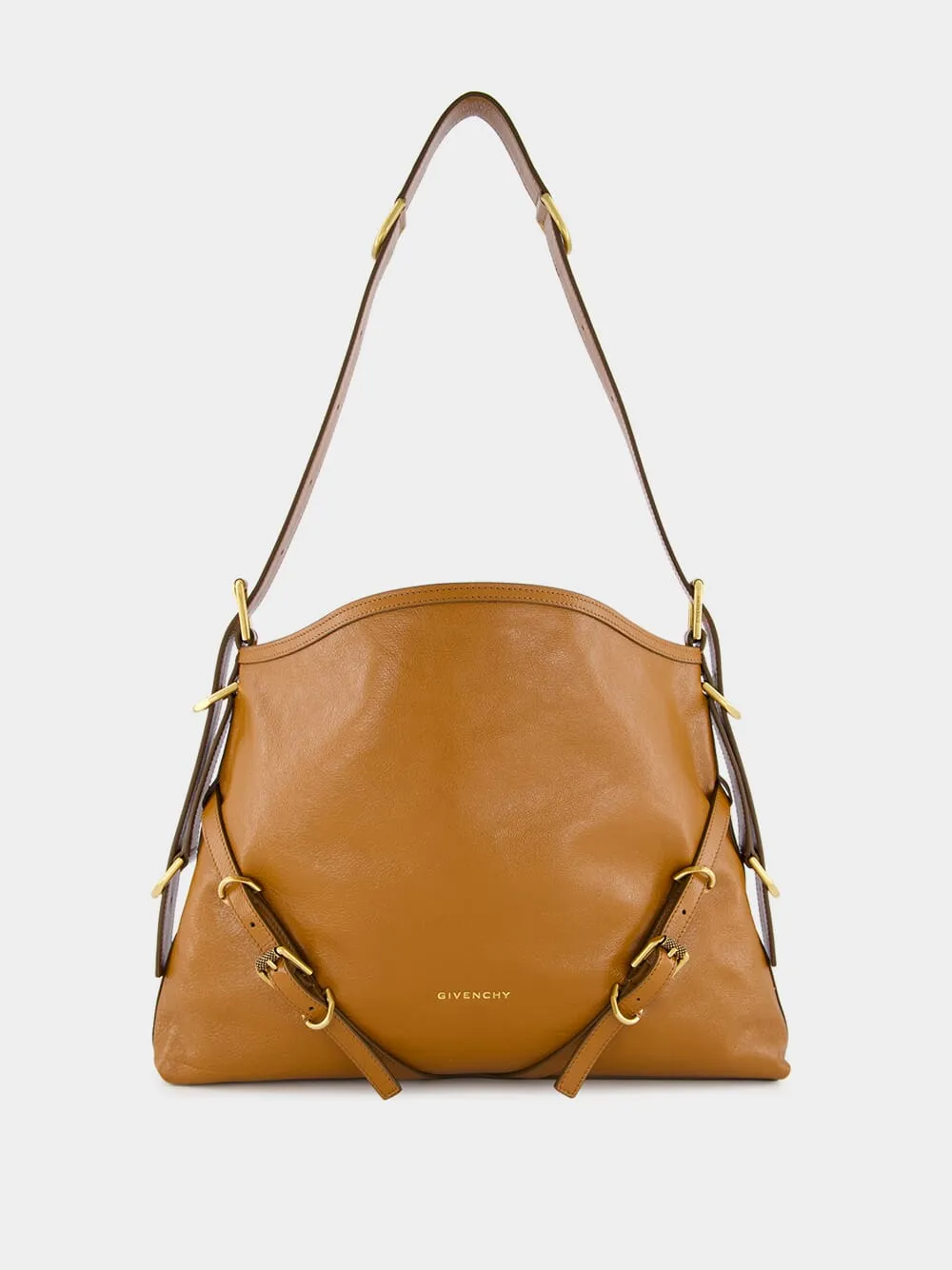 Medium Voyou Tan Leather Shoulder Bag