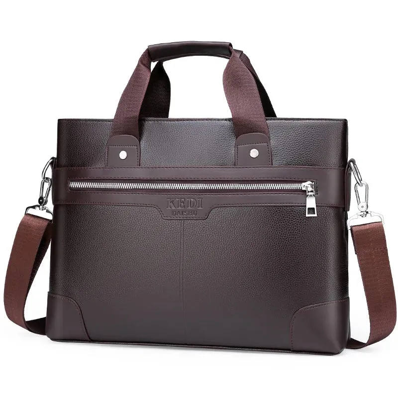 Men's Business Briefcases PU Leather Shoulder Messenger Bags Travel Handbag Totes For Macbook