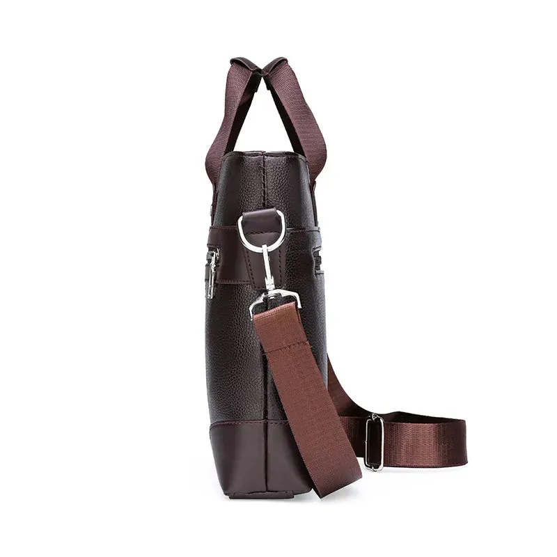 Men's Business Briefcases PU Leather Shoulder Messenger Bags Travel Handbag Totes For Macbook