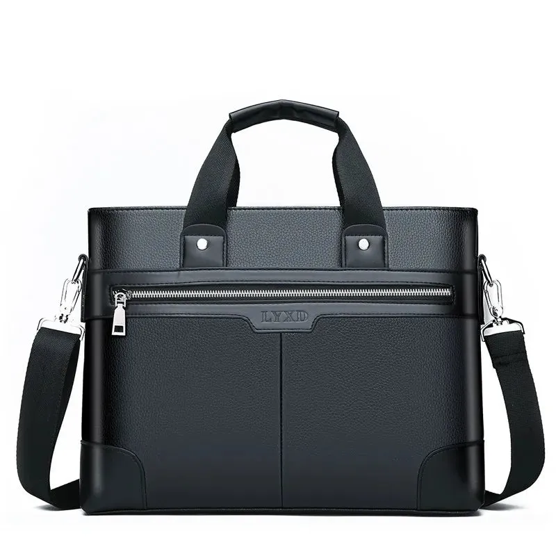 Men's Business Briefcases PU Leather Shoulder Messenger Bags Travel Handbag Totes For Macbook