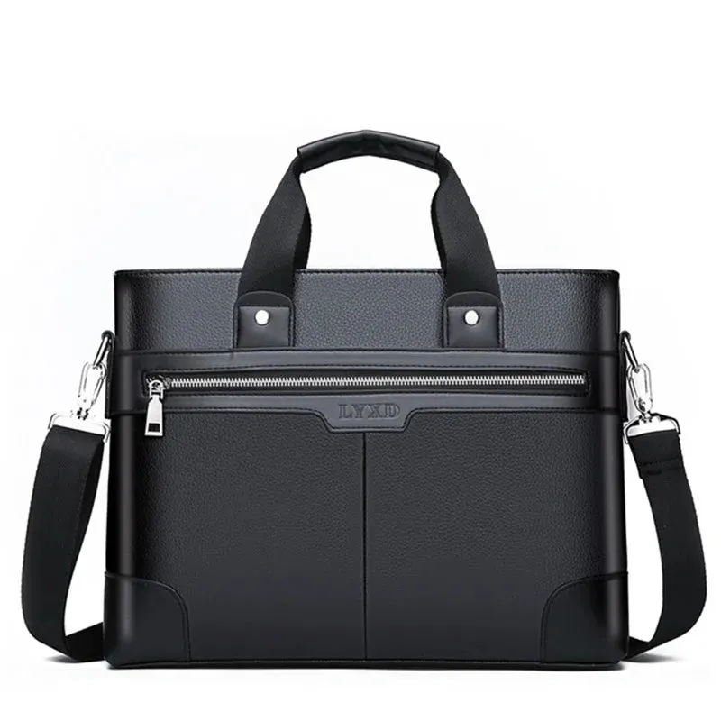 Men's Business Briefcases PU Leather Shoulder Messenger Bags Travel Handbag Totes For Macbook