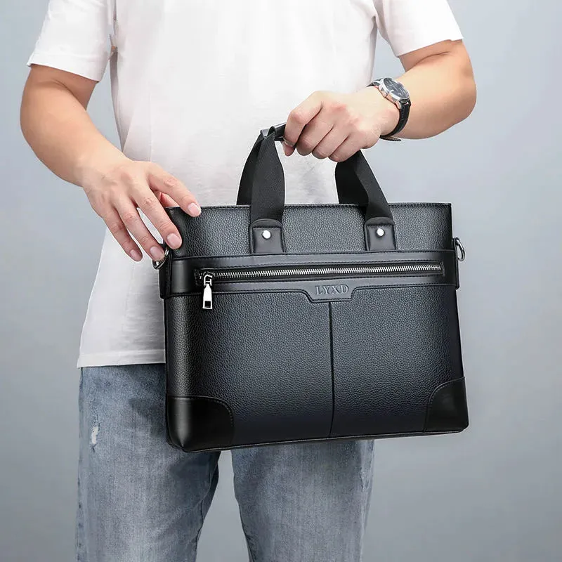 Men's Business Briefcases PU Leather Shoulder Messenger Bags Travel Handbag Totes For Macbook