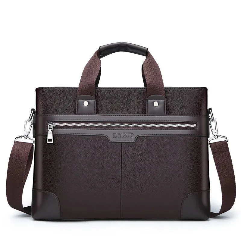 Men's Business Briefcases PU Leather Shoulder Messenger Bags Travel Handbag Totes For Macbook