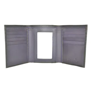 Men's Leather Trifold Wallet - Black/Aubergine
