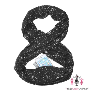 Midnight Sequin Hidden Pocket Infinity Scarf