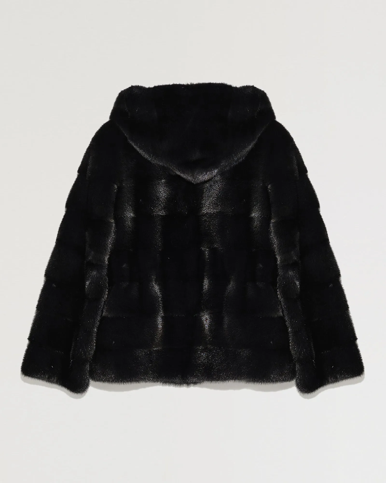 Mink short reversible parka with stripes