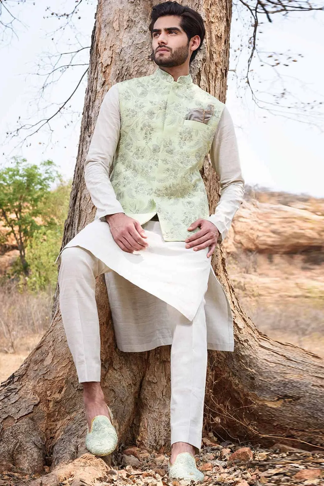 MINT GREEN RAWSILK BANDI SET