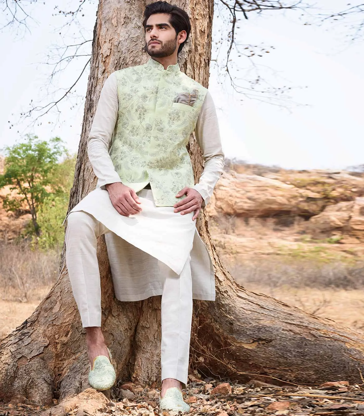 MINT GREEN RAWSILK BANDI SET