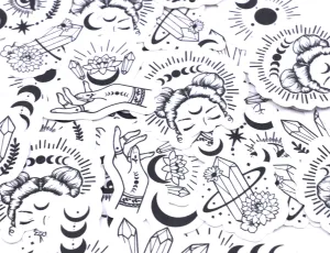 Moon and Crystal sticker pack | 6pk