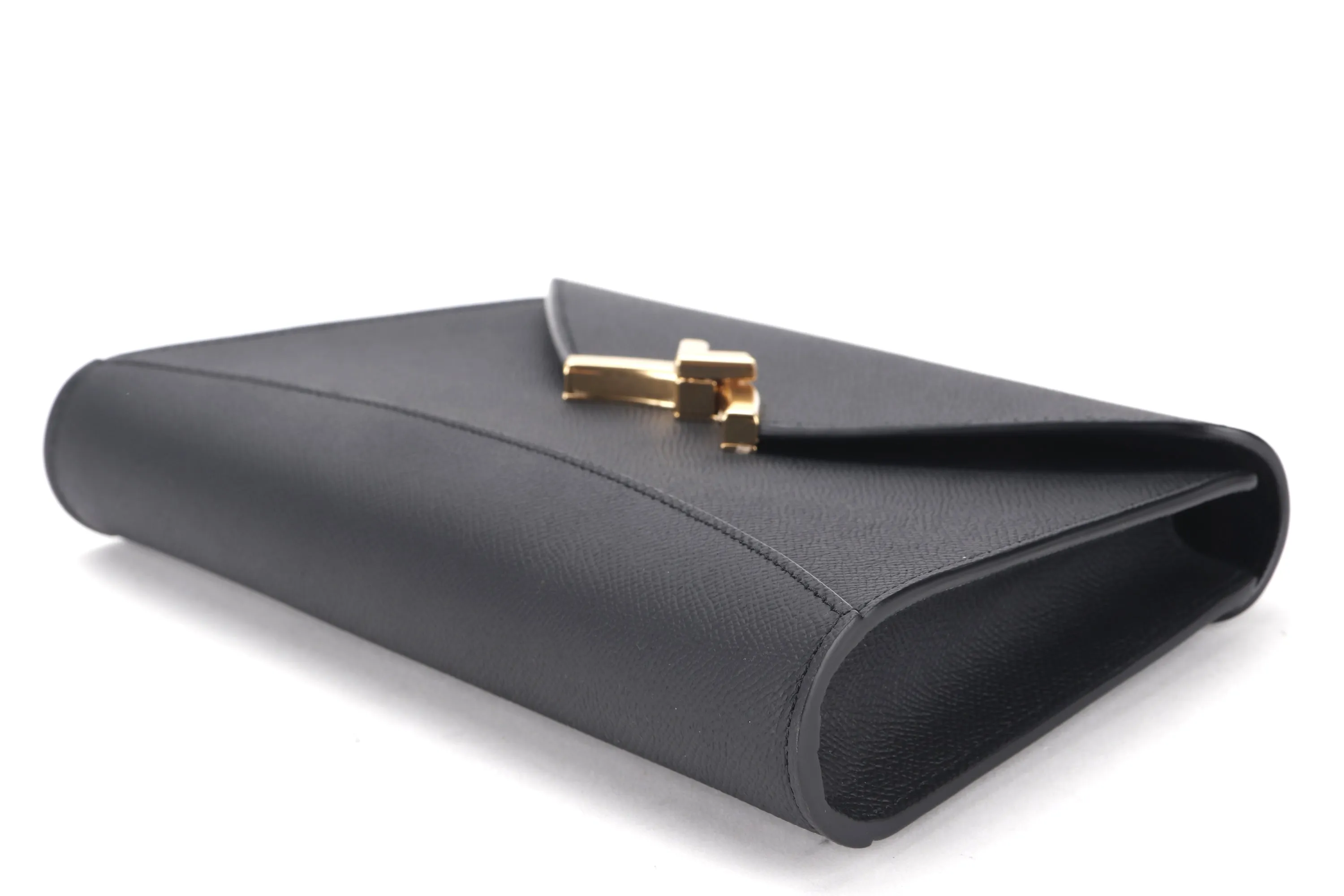 MOYNAT GABRIELLE CLUTCH (L26CM X W5CM X H16.5CM) BLACK CALF LEATHER GOLD HARDWARE, WITH STRAP, DUST COVER & BOX