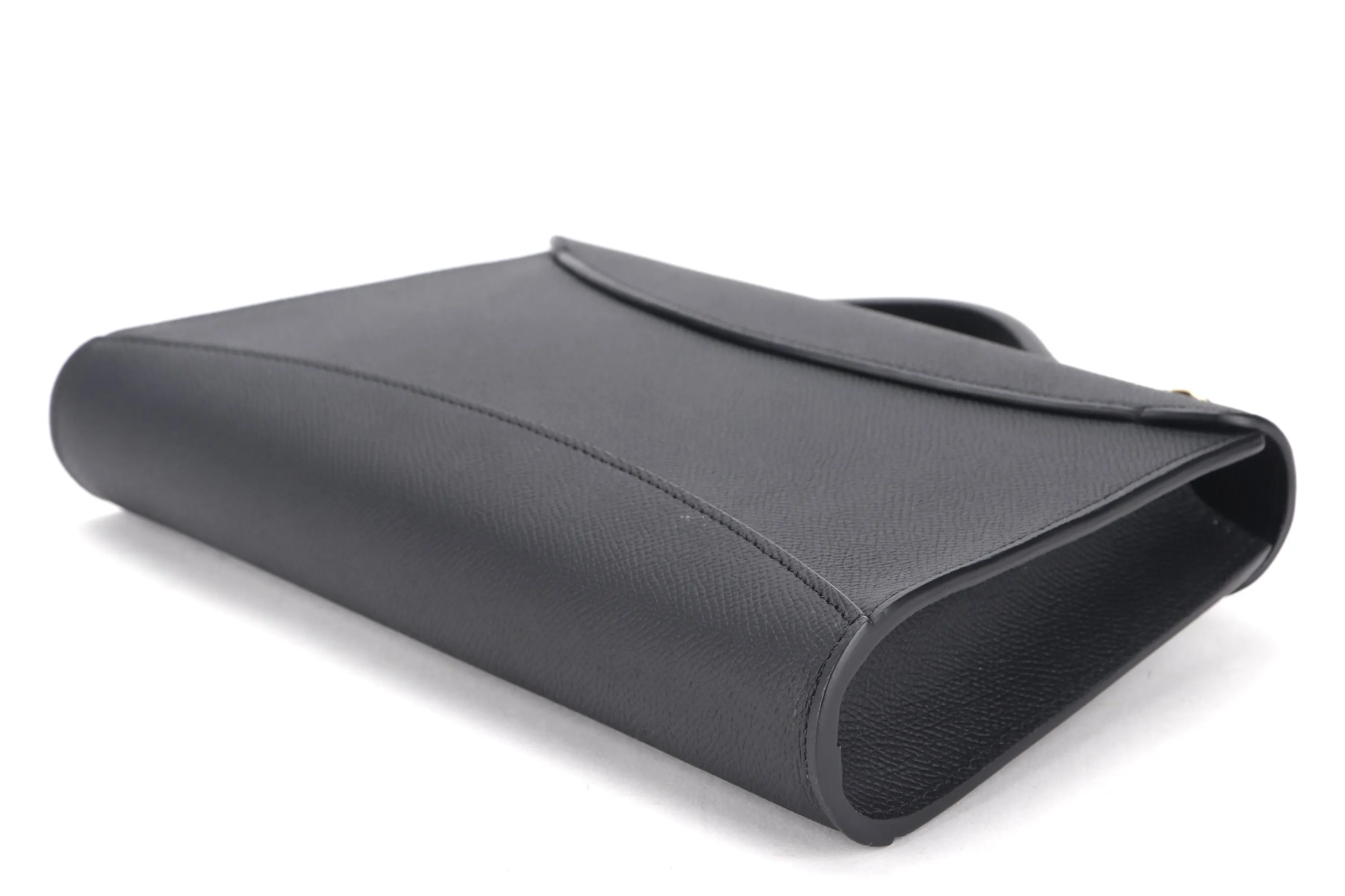 MOYNAT GABRIELLE CLUTCH (L26CM X W5CM X H16.5CM) BLACK CALF LEATHER GOLD HARDWARE, WITH STRAP, DUST COVER & BOX