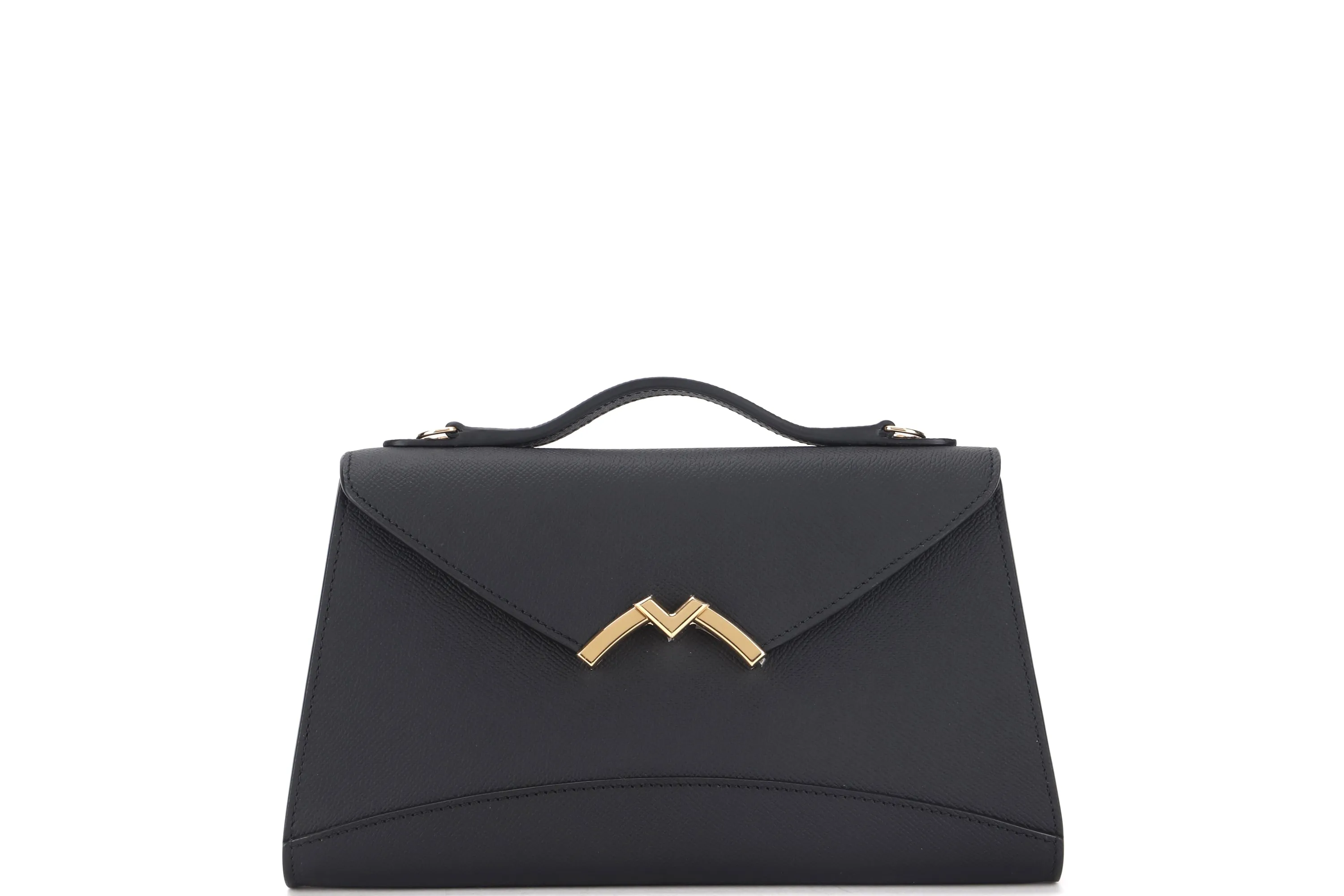 MOYNAT GABRIELLE CLUTCH (L26CM X W5CM X H16.5CM) BLACK CALF LEATHER GOLD HARDWARE, WITH STRAP, DUST COVER & BOX