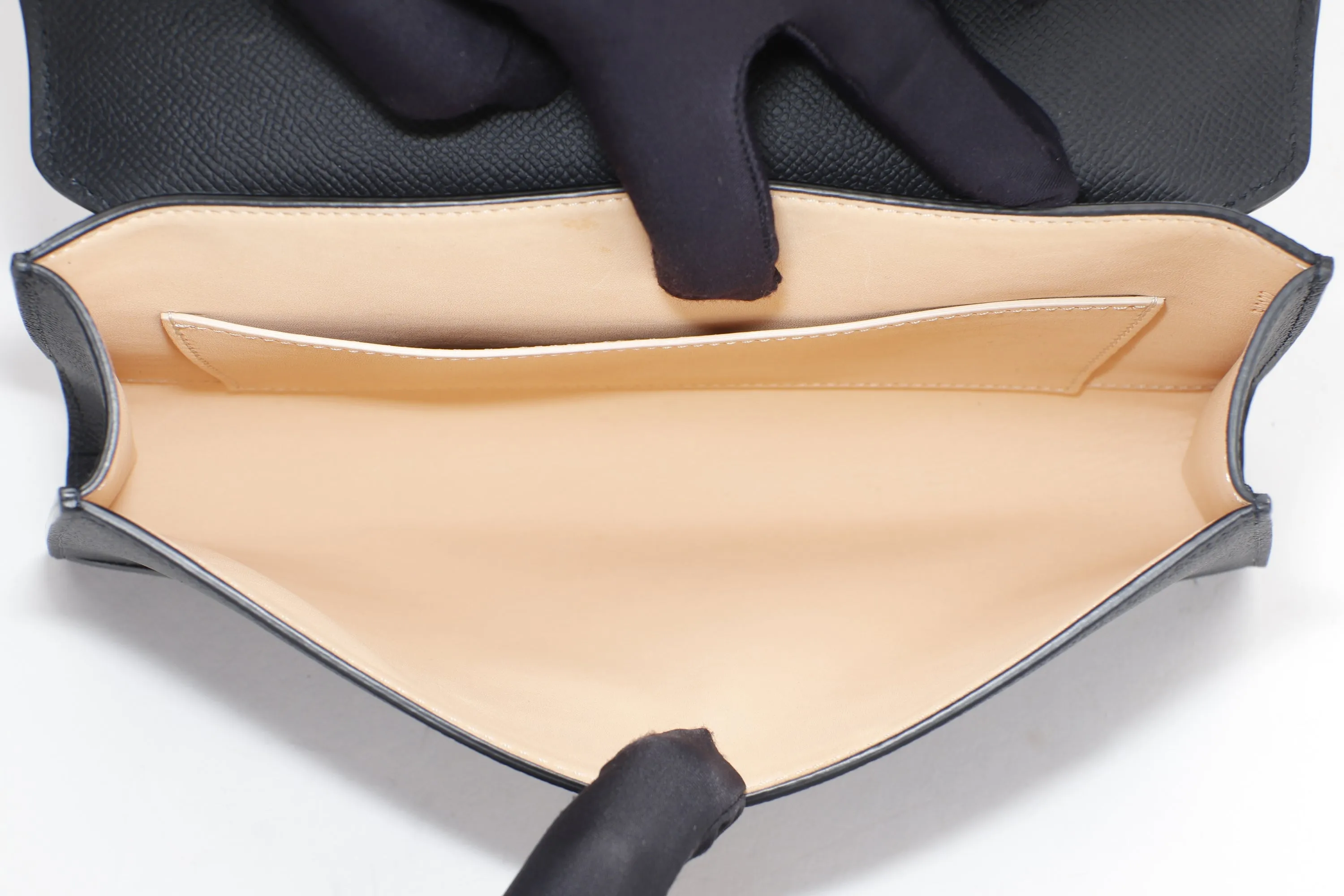 MOYNAT GABRIELLE CLUTCH (L26CM X W5CM X H16.5CM) BLACK CALF LEATHER GOLD HARDWARE, WITH STRAP, DUST COVER & BOX