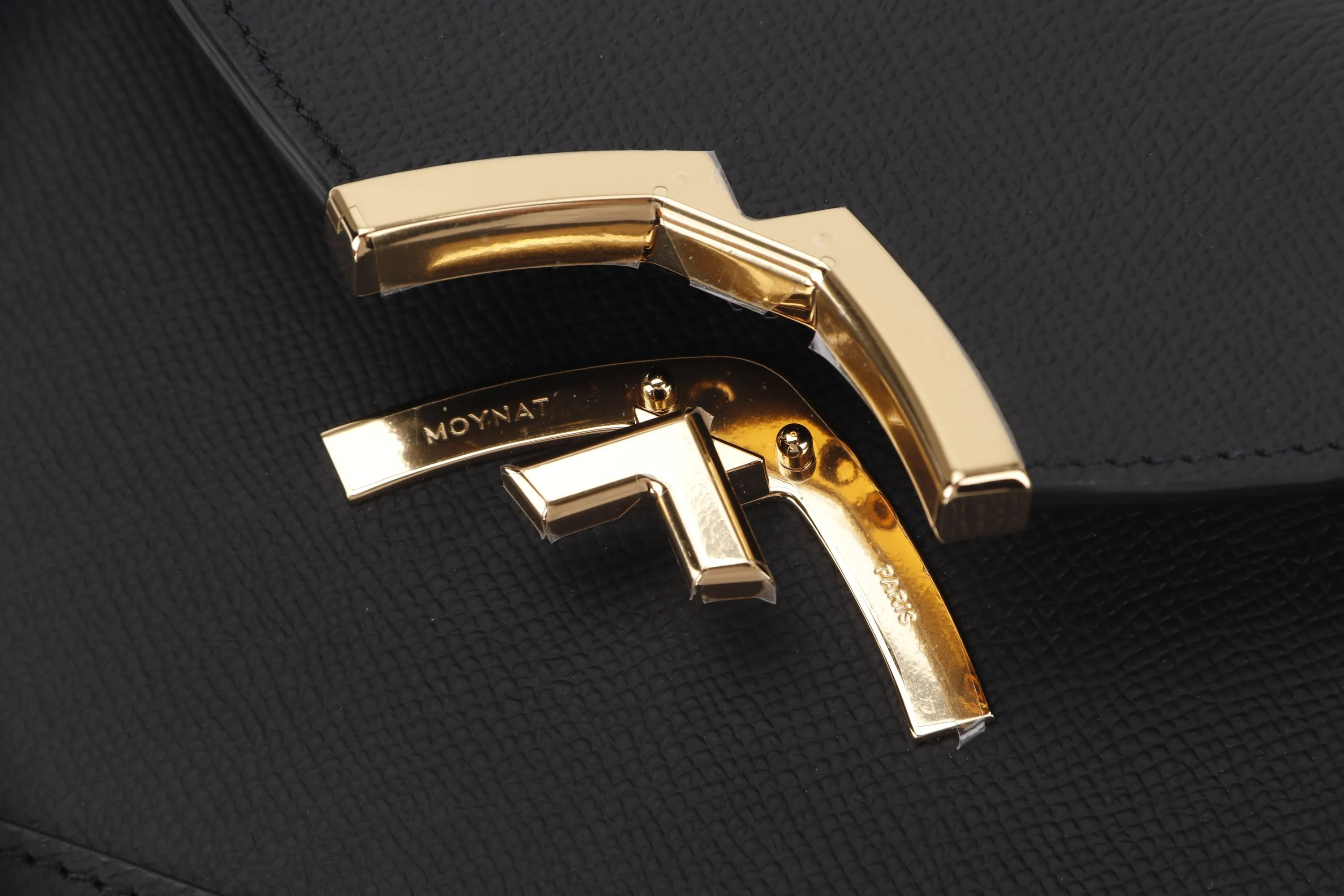 MOYNAT GABRIELLE CLUTCH (L26CM X W5CM X H16.5CM) BLACK CALF LEATHER GOLD HARDWARE, WITH STRAP, DUST COVER & BOX