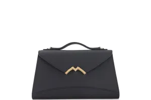 MOYNAT GABRIELLE CLUTCH (L26CM X W5CM X H16.5CM) BLACK CALF LEATHER GOLD HARDWARE, WITH STRAP, DUST COVER & BOX