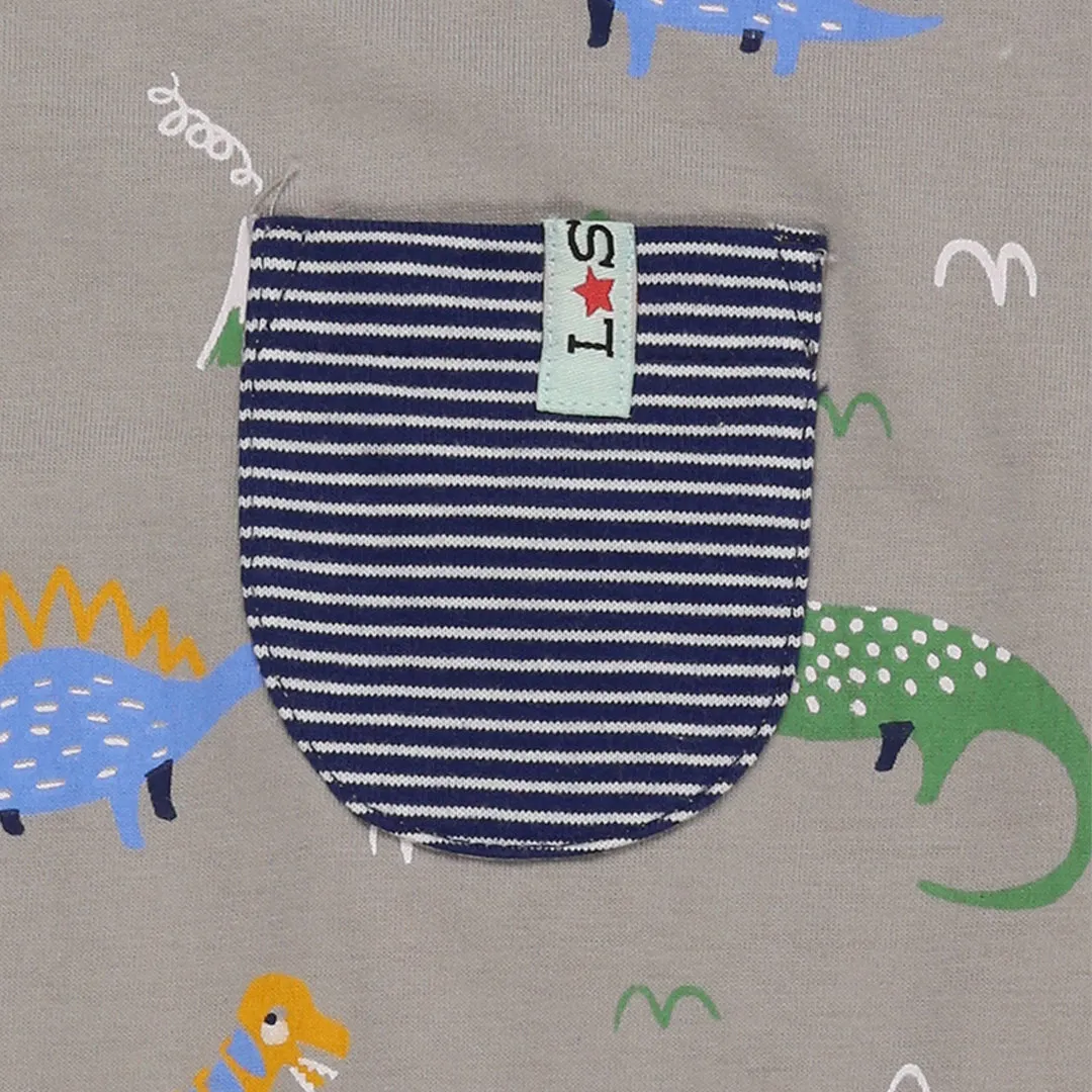 Multicoloured Dinosaur Print Top And Romper Set