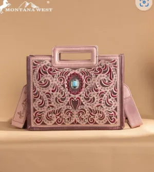 New drop Montana West Cut-Out Embroidered Collection Tote/Crossbody
