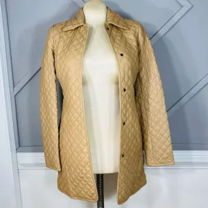 New Neiman Marcus Leather Collection Quilted Lamb Leather Trench Coat Neutral Ca