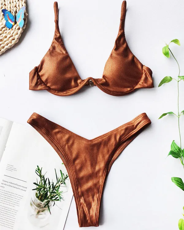 New Underwire Leather Bikini Sets
