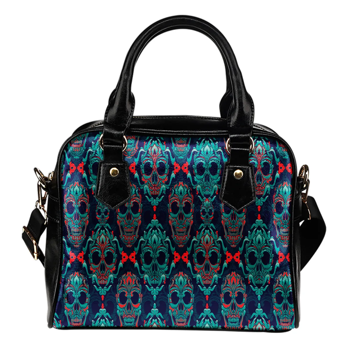 NP Skull Shoulder Leather Handbag