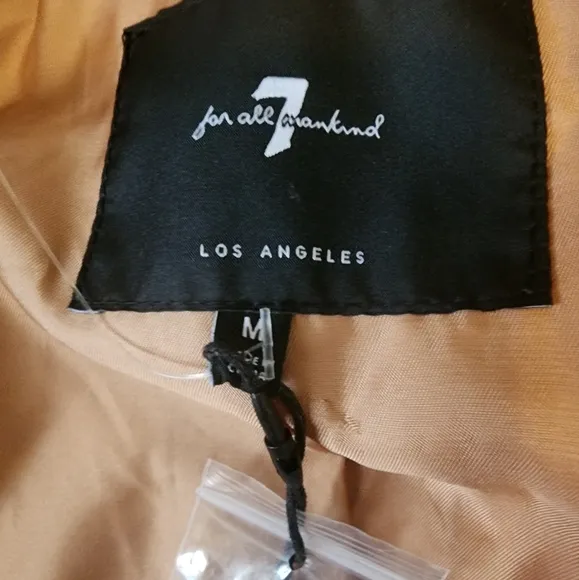 NWT 7 For All Mankind Faux Leather Crop Jacket Sz M caramel tan