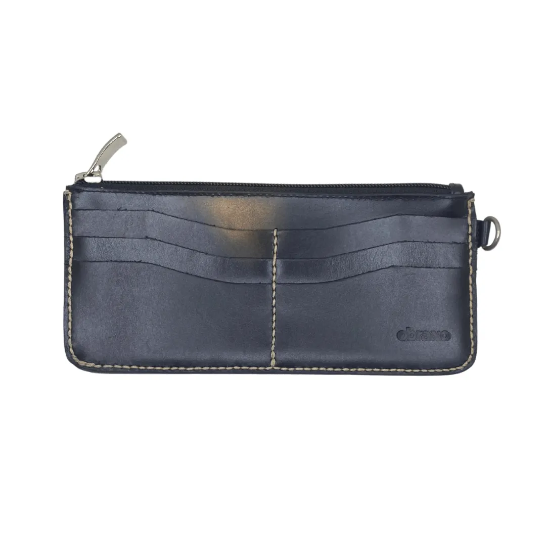 Obrano Long Leather and Heritage Weaves Minimalist Wallet