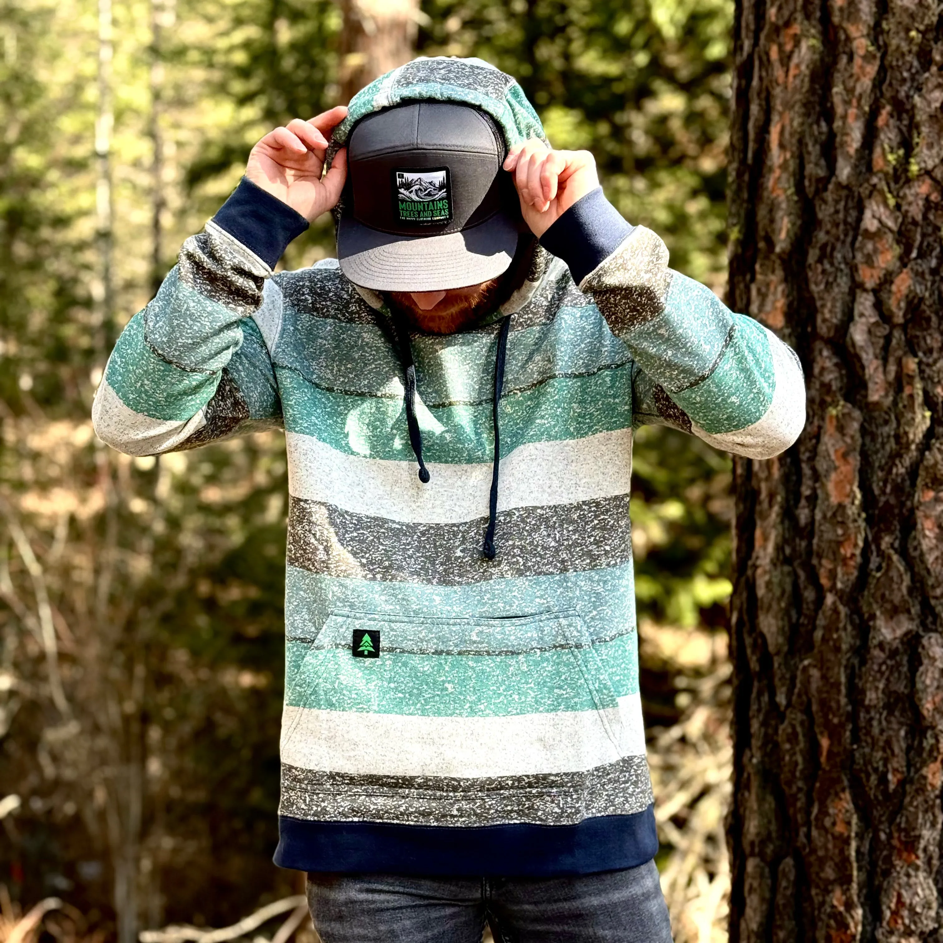 Oceanside Fleece Mid-weight Hoodie w/ Mountain Tree