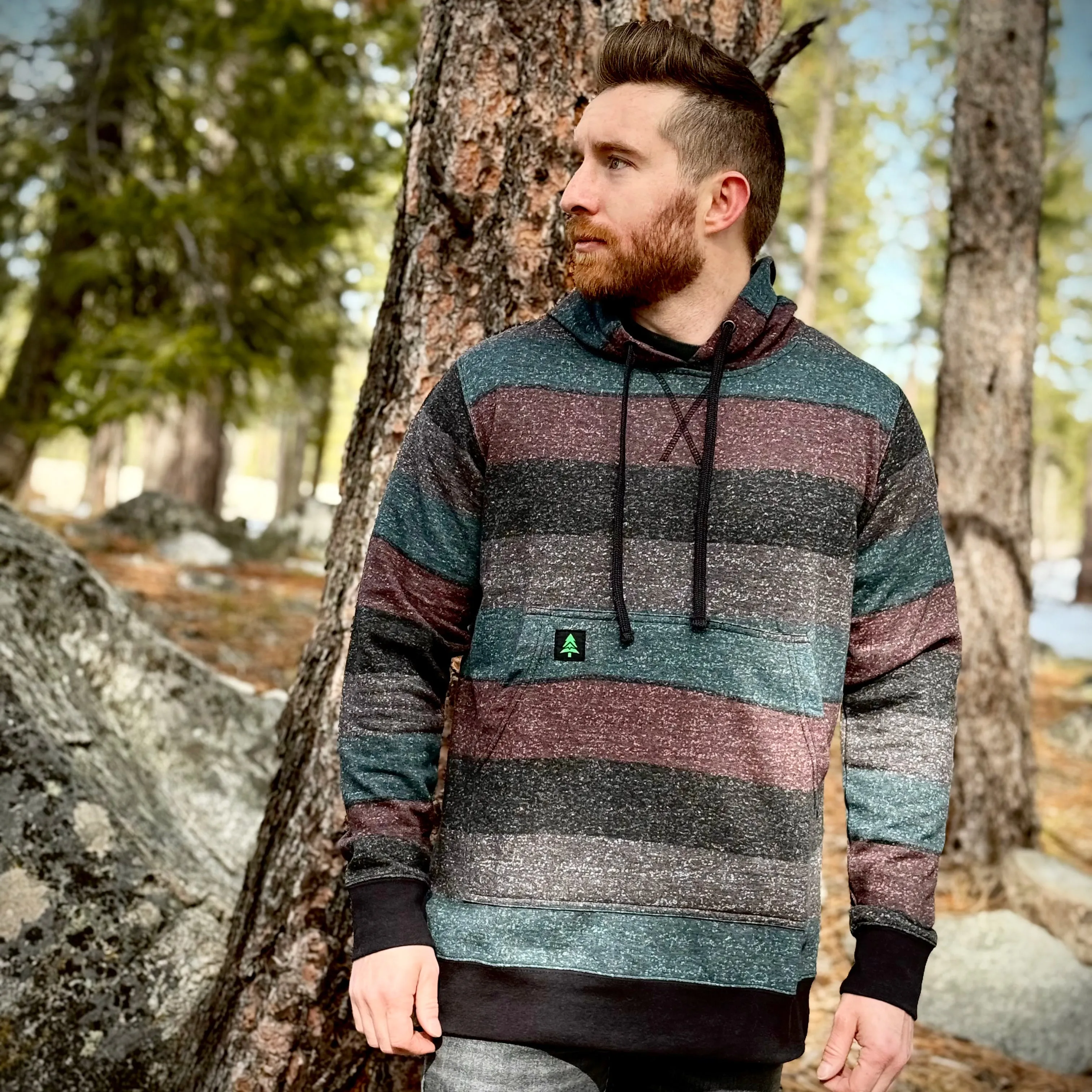 Oceanside Fleece Mid-weight Hoodie w/ Mountain Tree