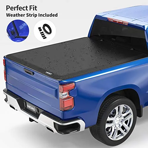 oEdRo Soft Tri-fold Truck Bed Tonneau Cover Compatible with 2016-2022 Toyota Tacoma with 5ft Bed, Fleetside with Track Rail System(Excl. Trail)