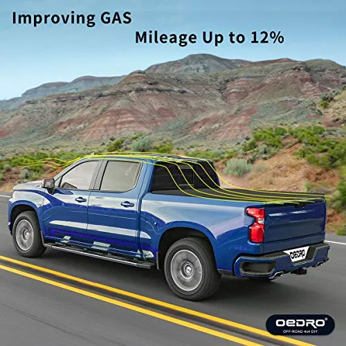 oEdRo Soft Tri-fold Truck Bed Tonneau Cover Compatible with 2016-2022 Toyota Tacoma with 5ft Bed, Fleetside with Track Rail System(Excl. Trail)