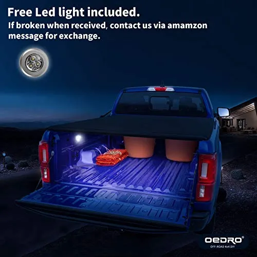 oEdRo Soft Tri-fold Truck Bed Tonneau Cover Compatible with 2016-2022 Toyota Tacoma with 5ft Bed, Fleetside with Track Rail System(Excl. Trail)