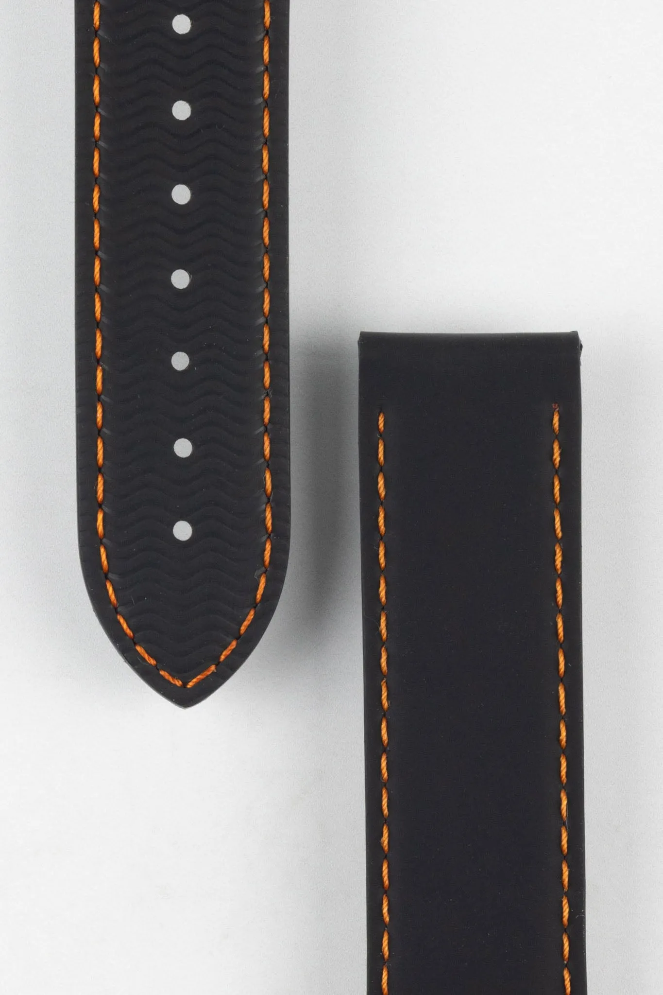 OMEGA Planet Ocean Deployment Rubber Watch Strap in BLACK / ORANGE