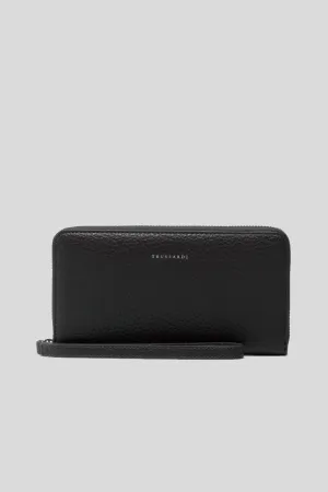 Onyx Zip Around Lg   Wristlet Grain Pu - Black