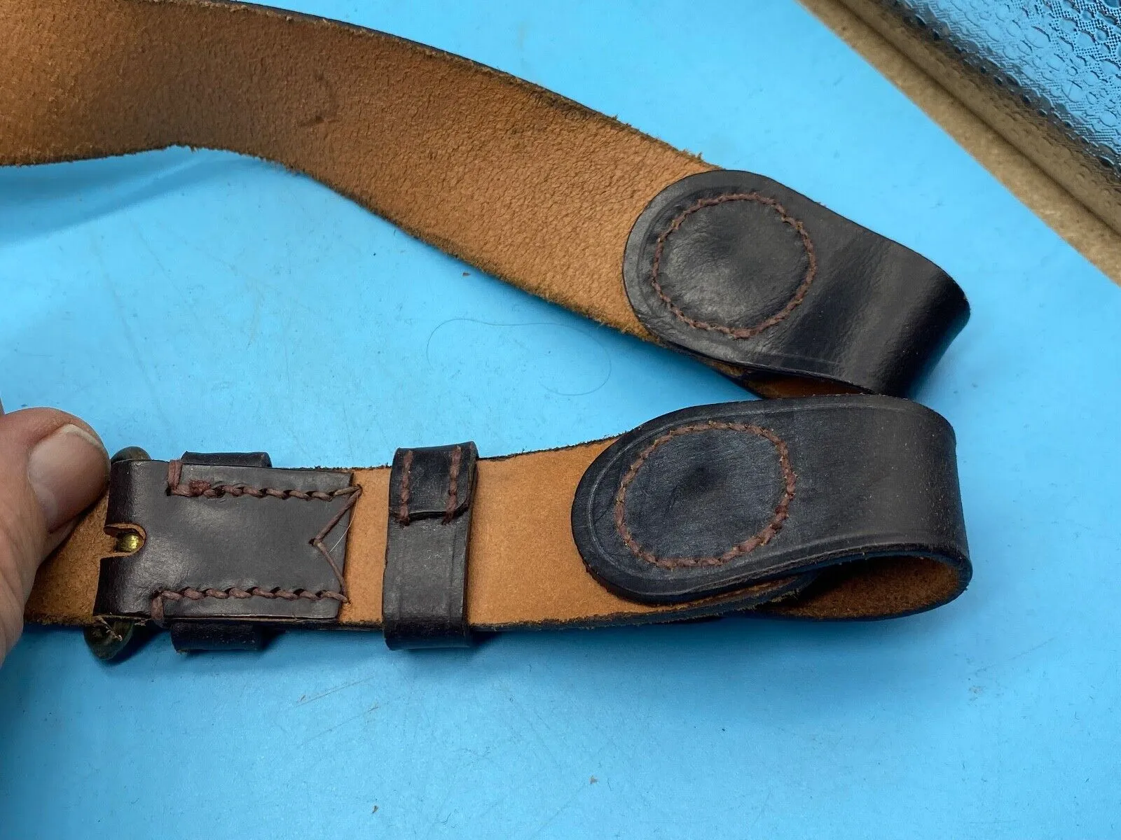 Original British Army Officer's Sam Browne Leather Shoulder Strap - Marked 37"