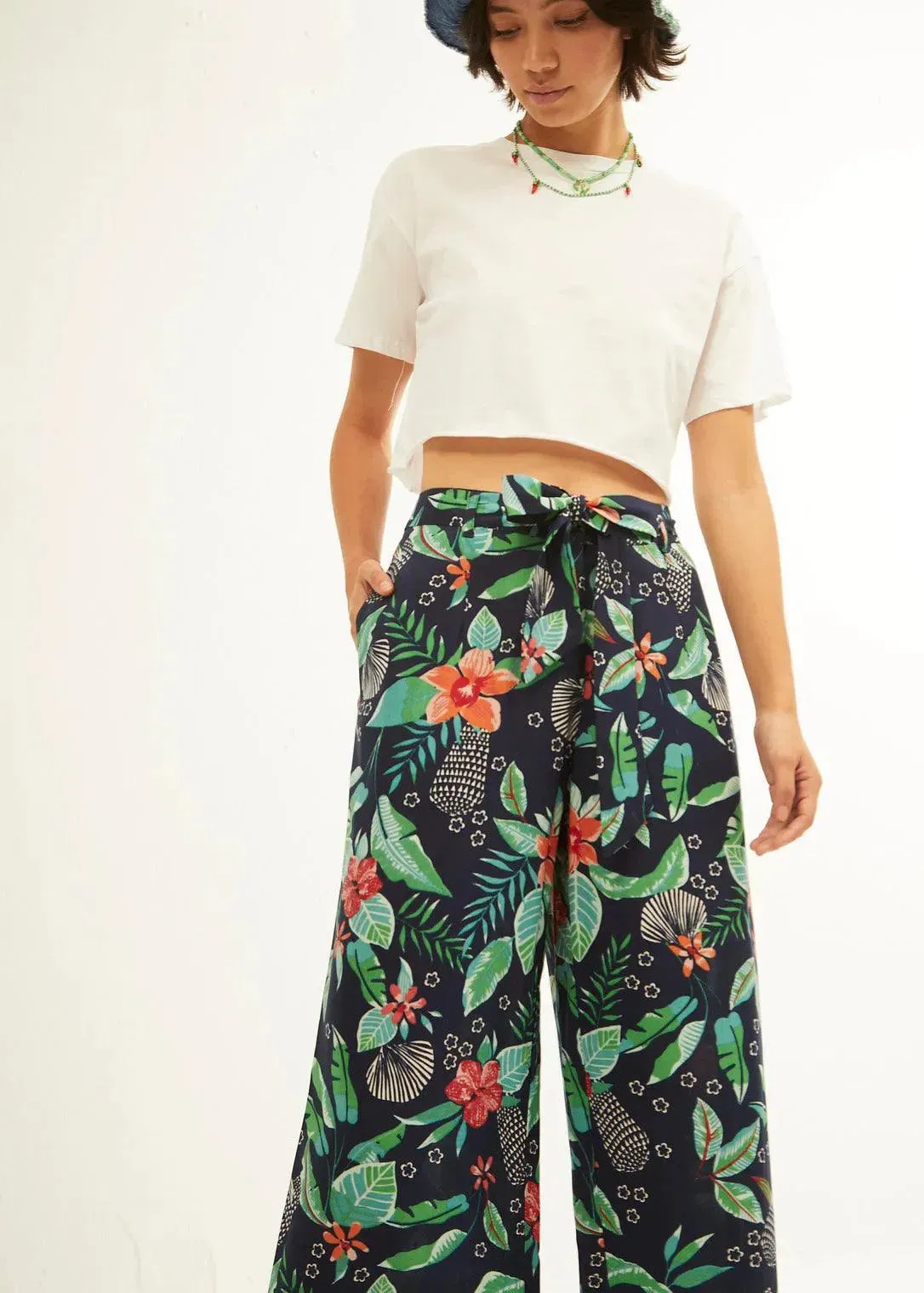 Pantalón Xantik Lazo Cintura Navy Nature's Harmony