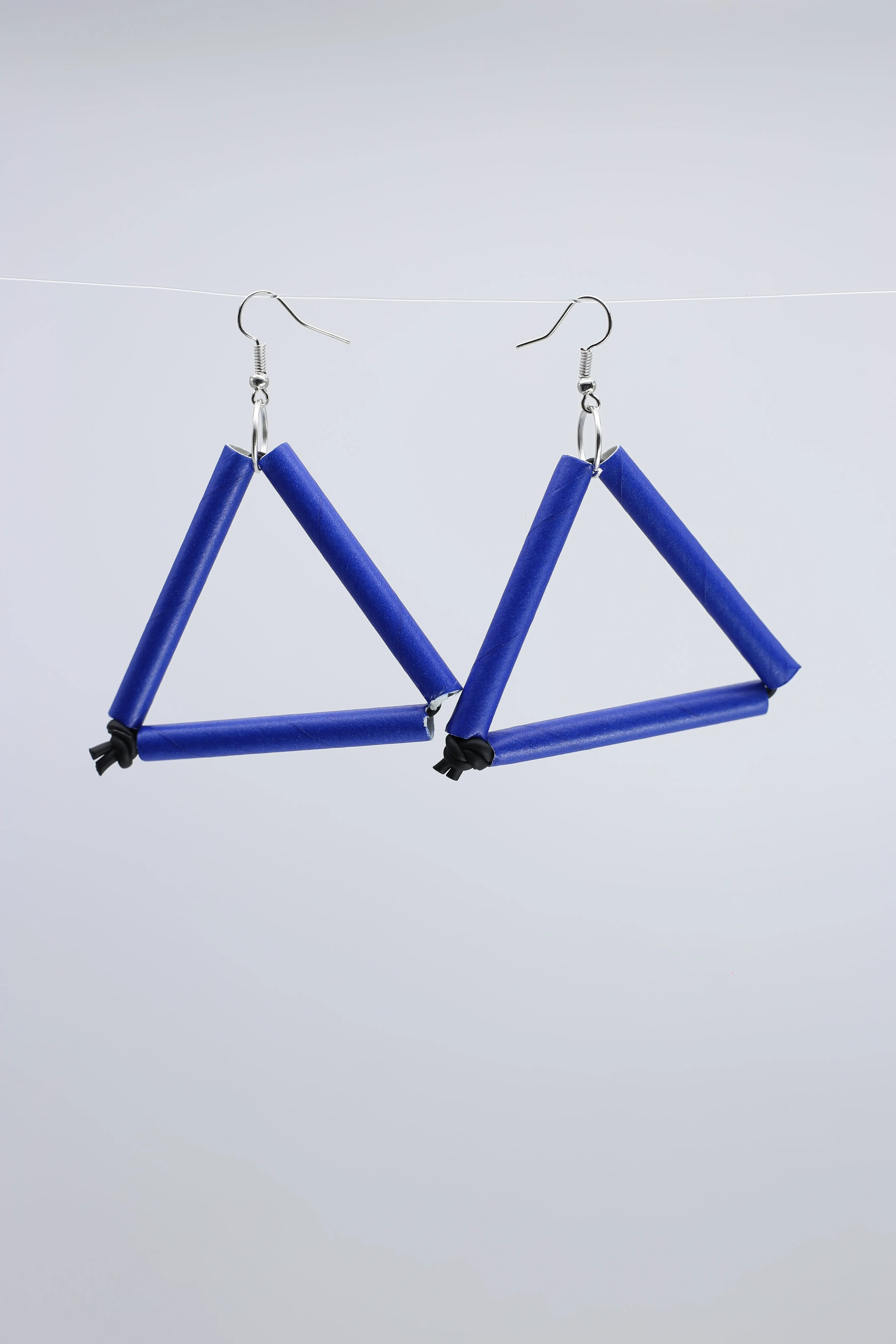 Paper Straw Triangle on Leatherette Earrings