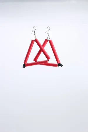 Paper Straw Triangle on Leatherette Earrings