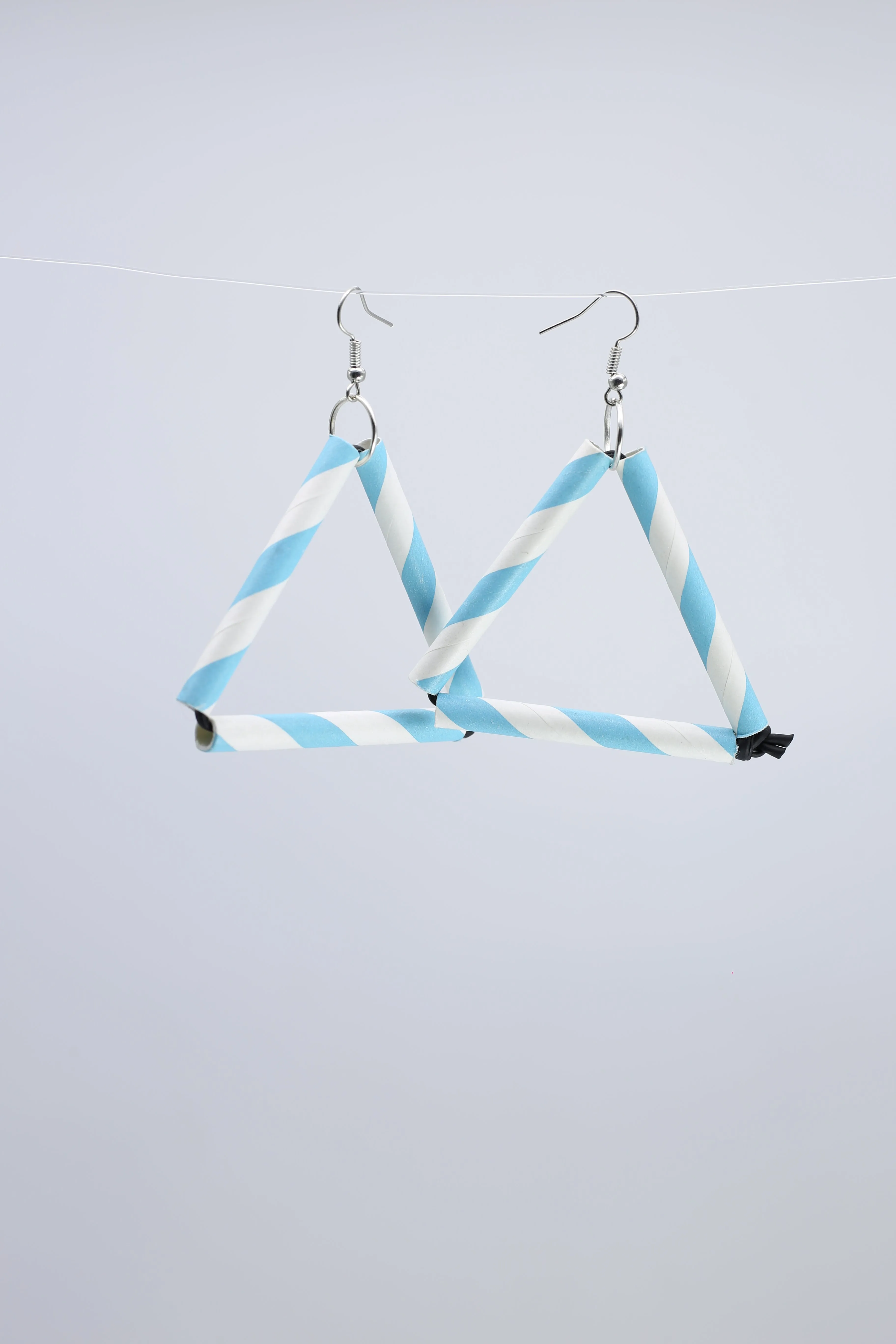 Paper Straw Triangle on Leatherette Earrings