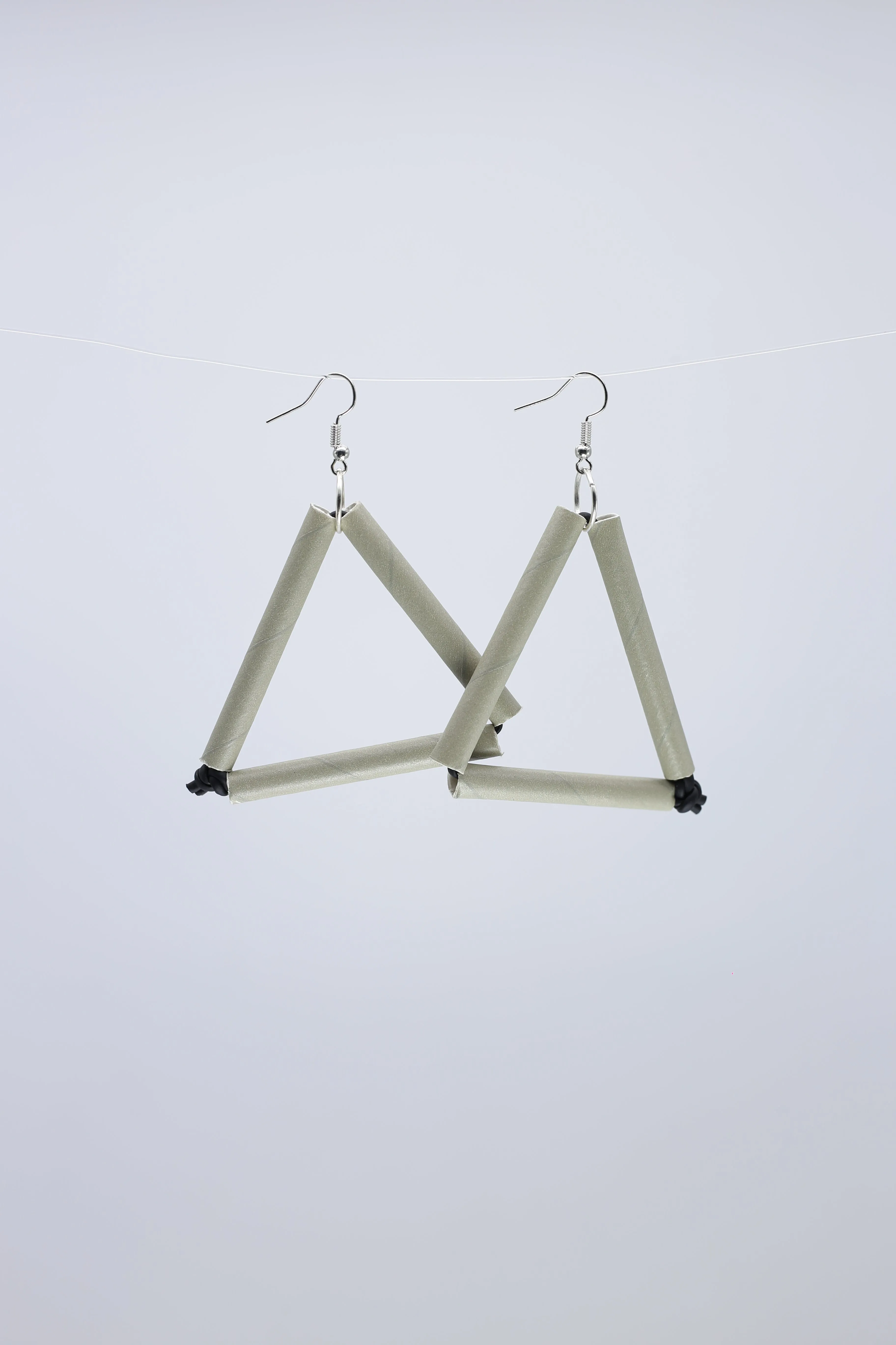 Paper Straw Triangle on Leatherette Earrings