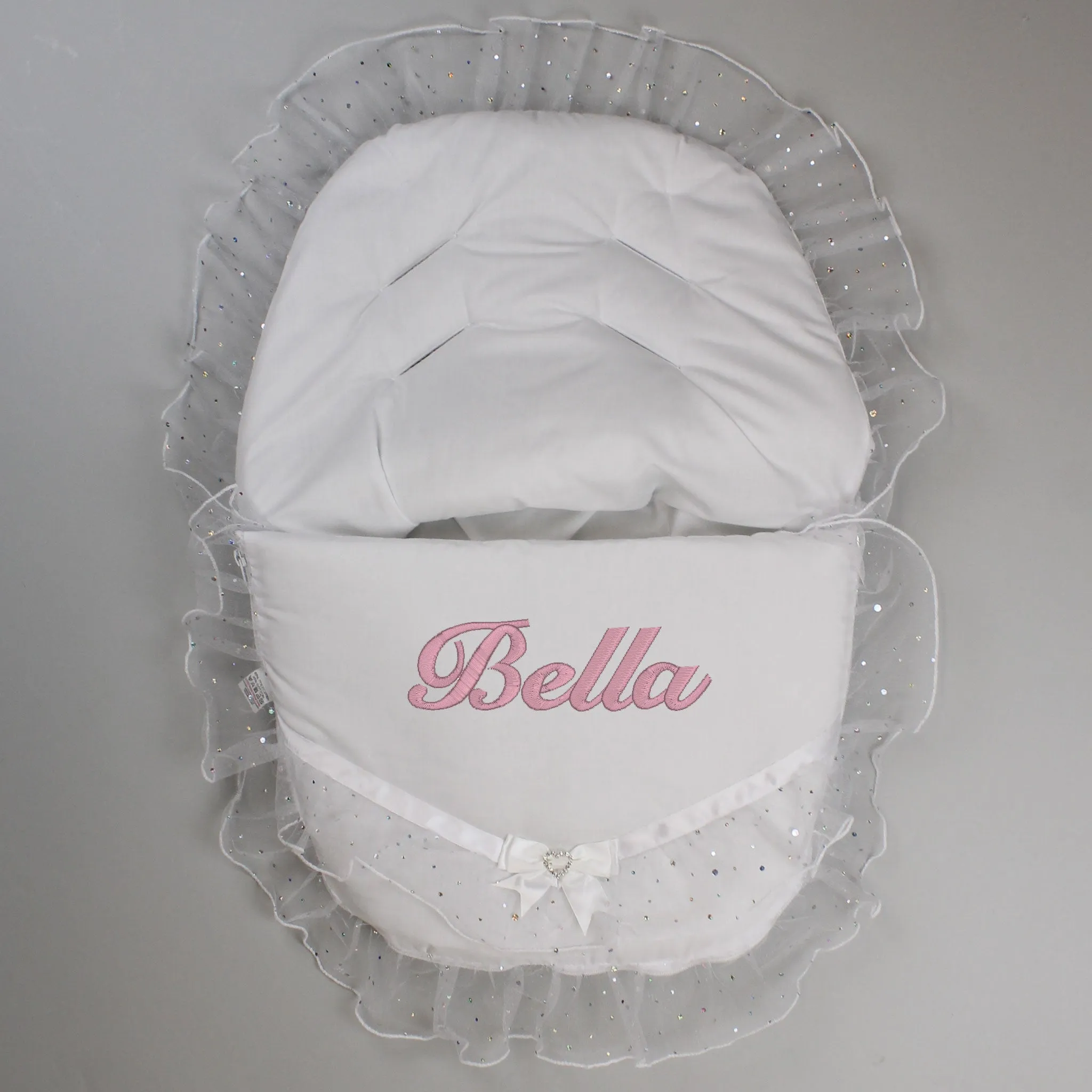 Personalised Fancy Car Seat Cosy Toes / Footmuff - White