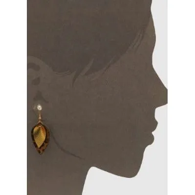 Pinched Leatherette Teardrop Animal Print Earrings
