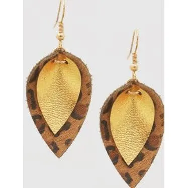Pinched Leatherette Teardrop Animal Print Earrings
