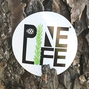 Pine Life Round Sticker 3" - White